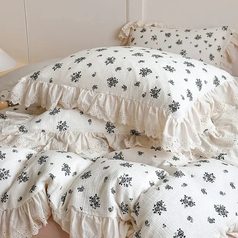 Floral White Cotton Bedding