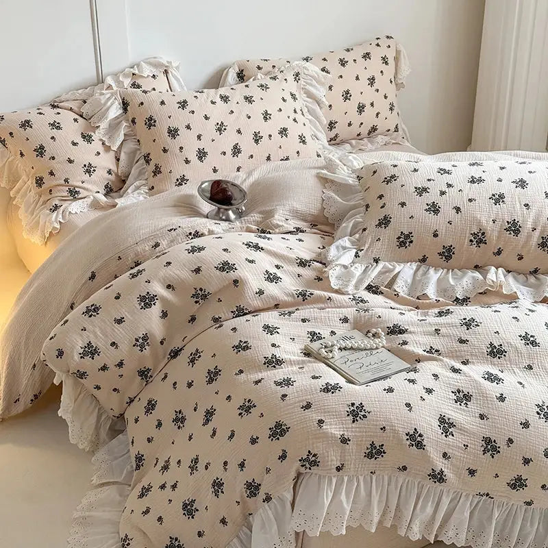 Floral White Cotton Bedding