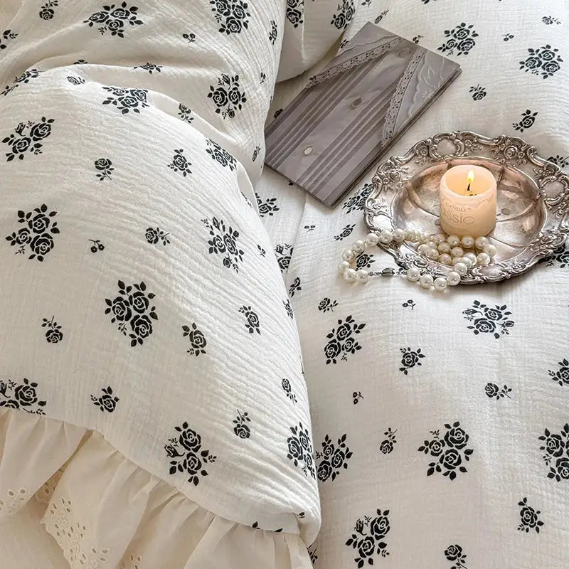 Floral White Cotton Bedding