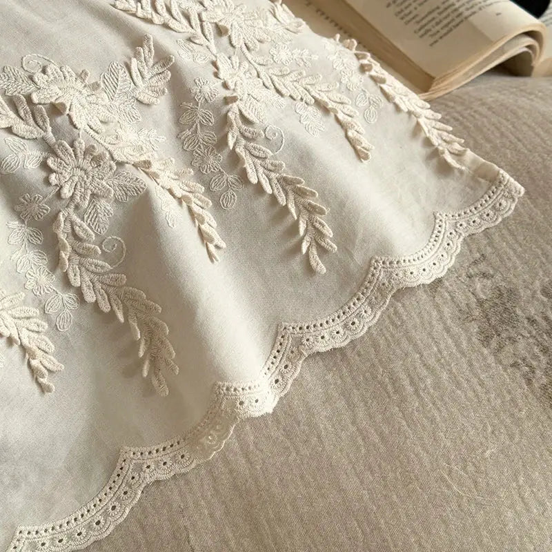 Cream Cotton Lace Duvet