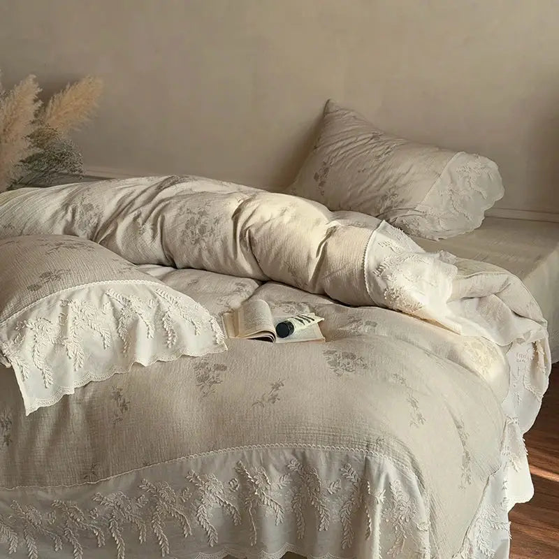 Cream Cotton Lace Duvet