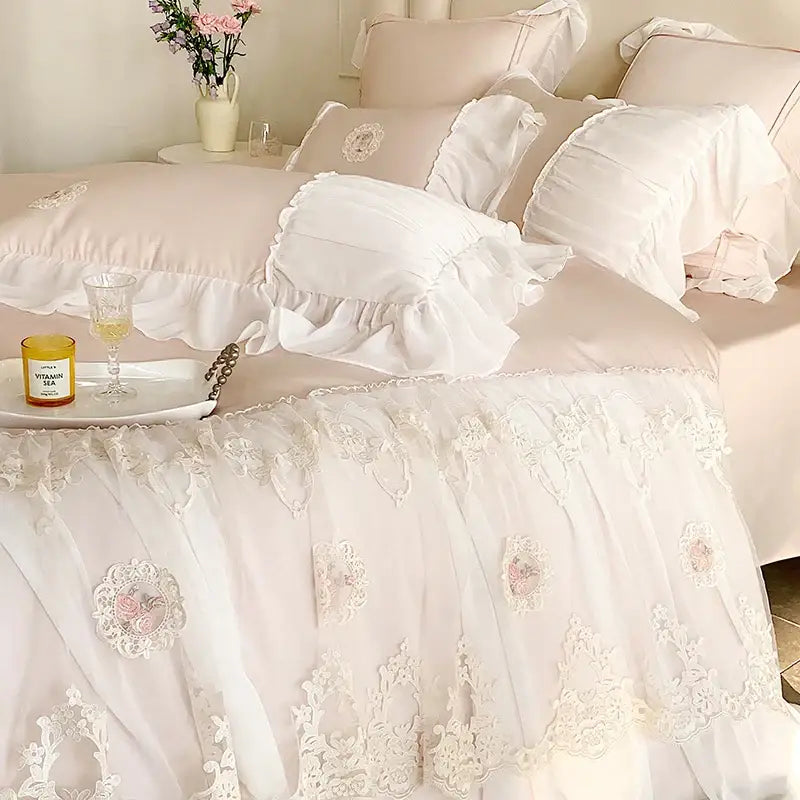 Pink Lace Cotton Bedding