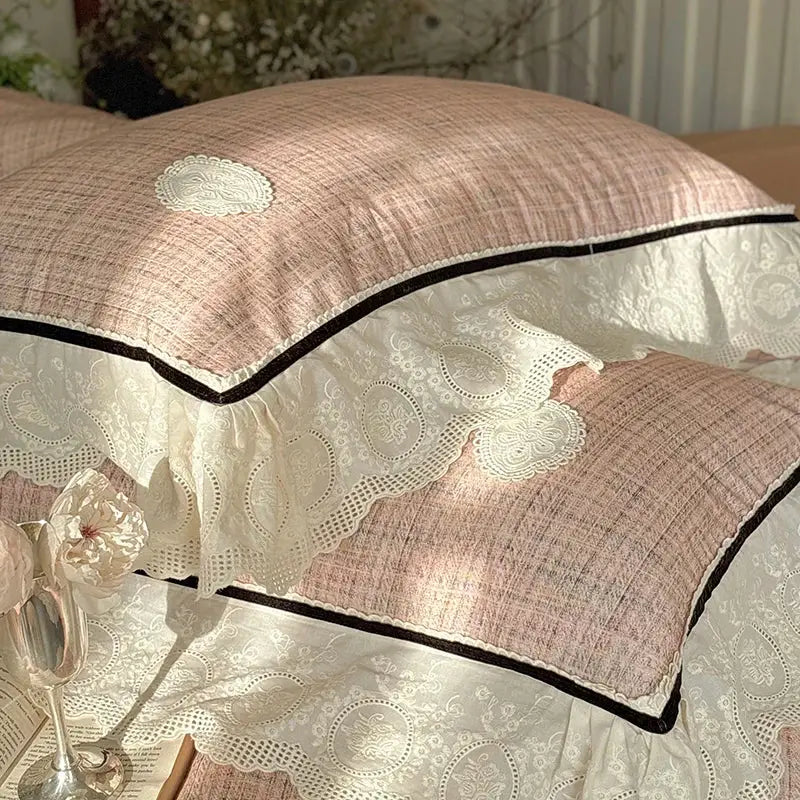 Pink Cotton Lace Bedding