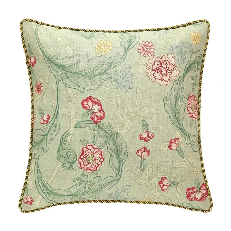 Linen Floral Lumbar Pillow