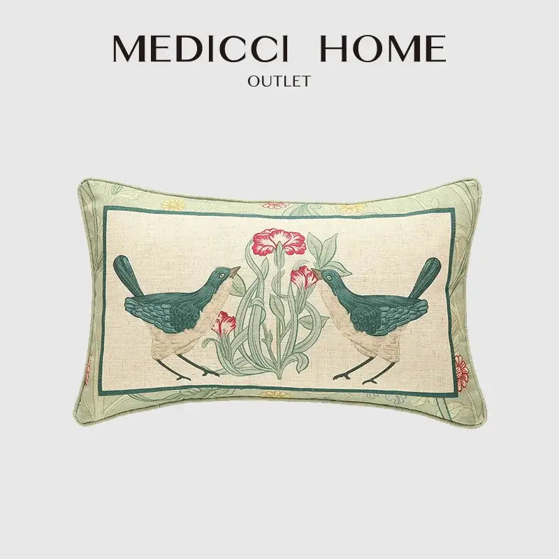 Linen Floral Lumbar Pillow