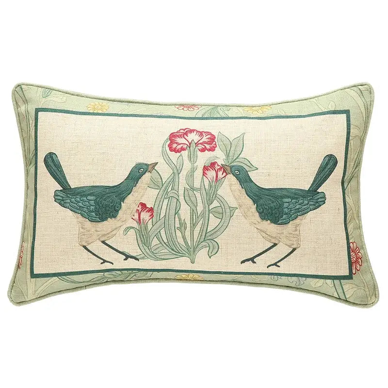 Linen Floral Lumbar Pillow