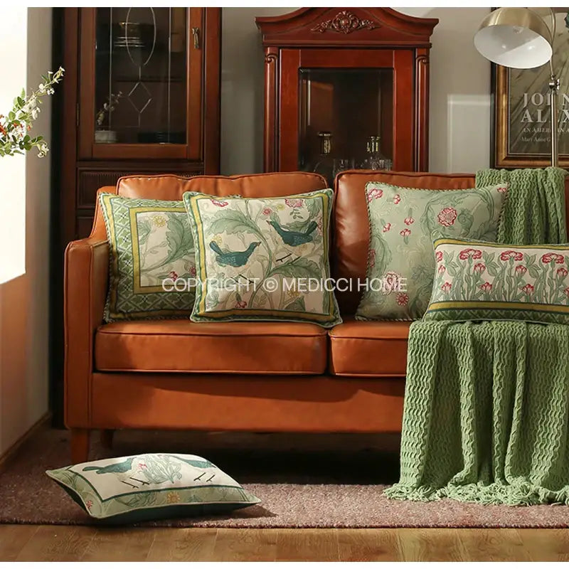 Linen Floral Lumbar Pillow