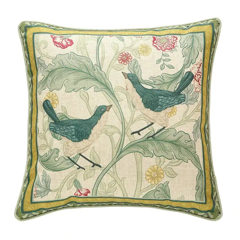 Linen Floral Lumbar Pillow