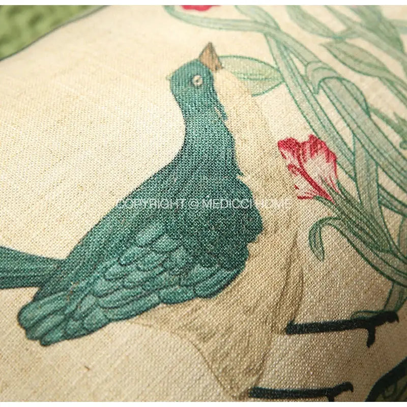 Linen Floral Lumbar Pillow