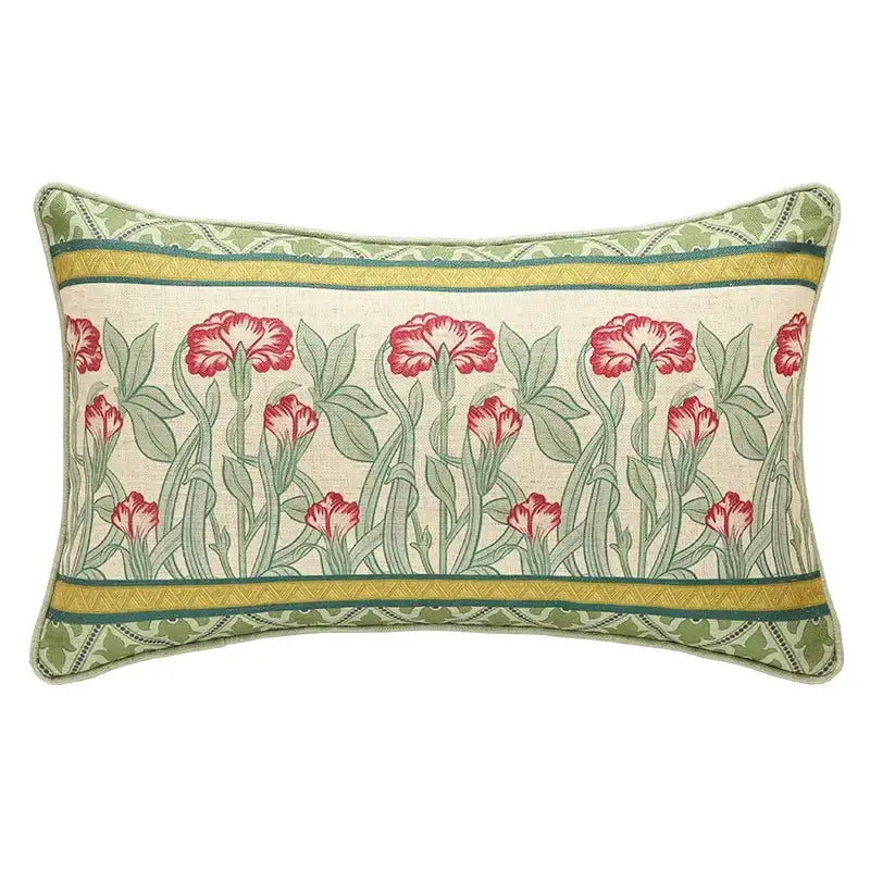 Linen Floral Lumbar Pillow