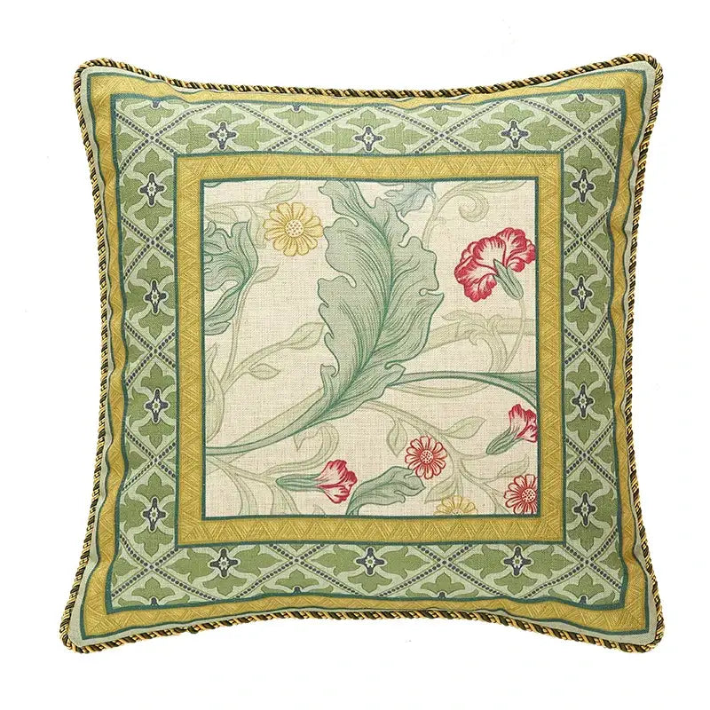 Linen Floral Lumbar Pillow