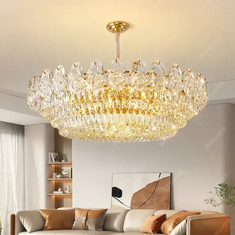Gold Crystal Rose Chandelier