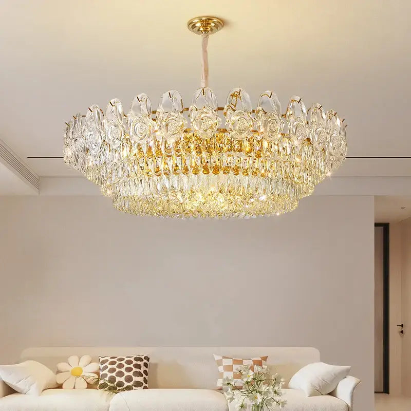 Gold Crystal Rose Chandelier