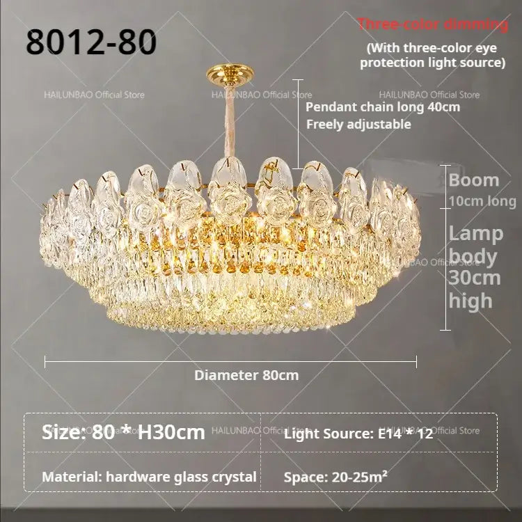 Gold Crystal Rose Chandelier