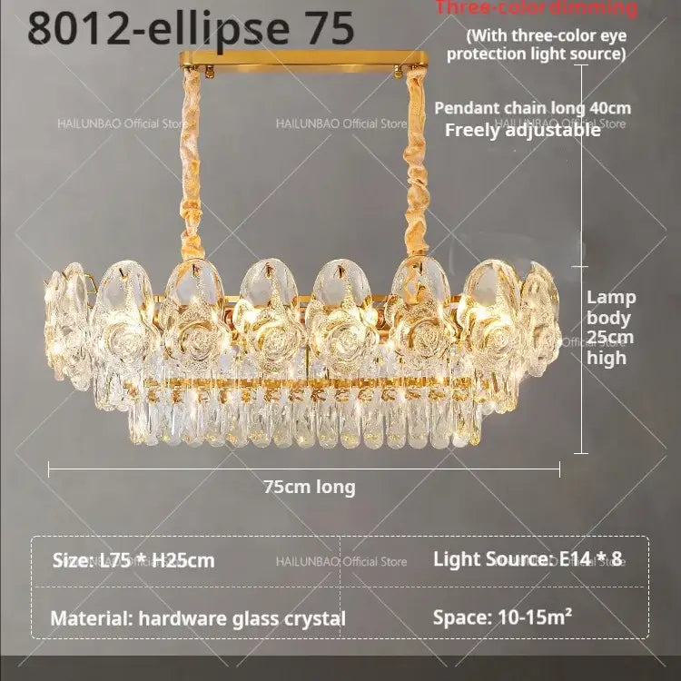 Gold Crystal Rose Chandelier