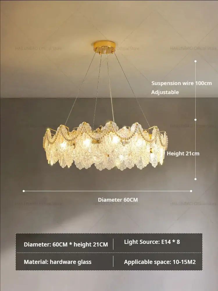Gold Glass Lace Chandelier
