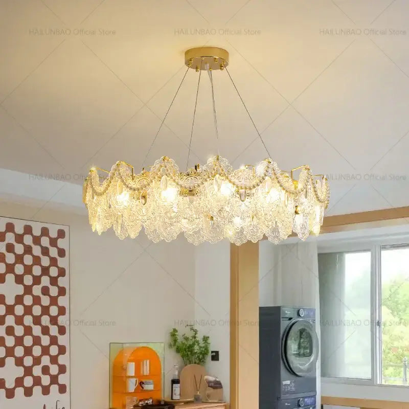 Gold Glass Lace Chandelier