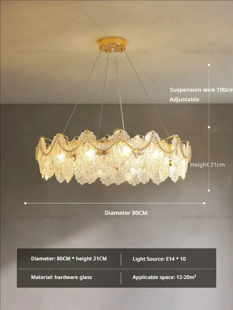 Gold Glass Lace Chandelier
