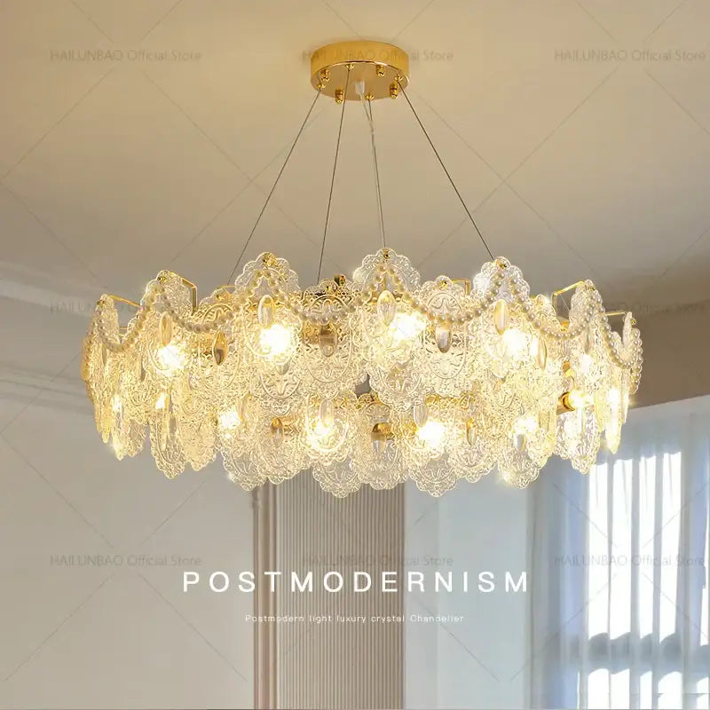 Gold Glass Lace Chandelier