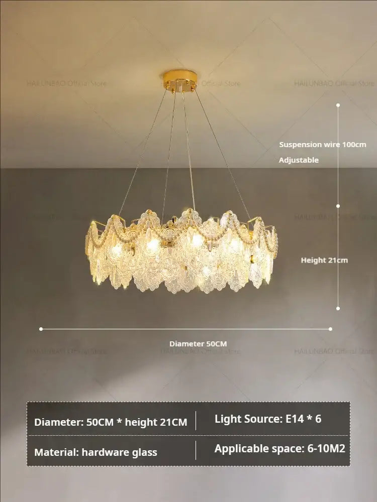 Gold Glass Lace Chandelier