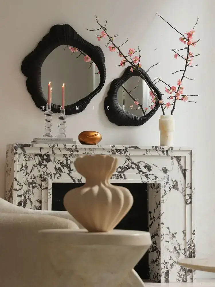 Black Ruched Oval Mirror