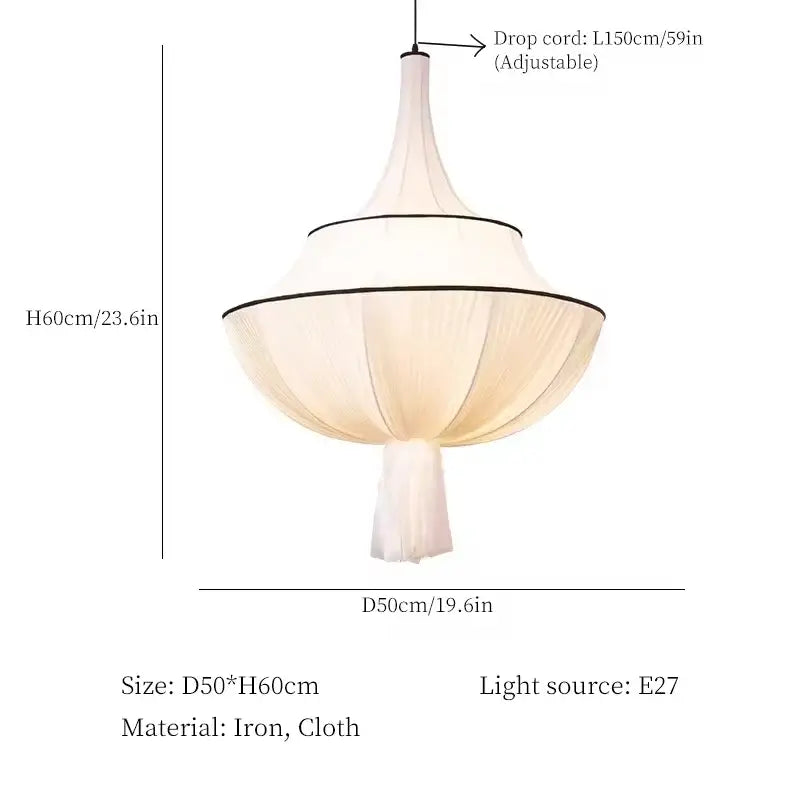 White Silk French Minimalist Pendant Lamp
