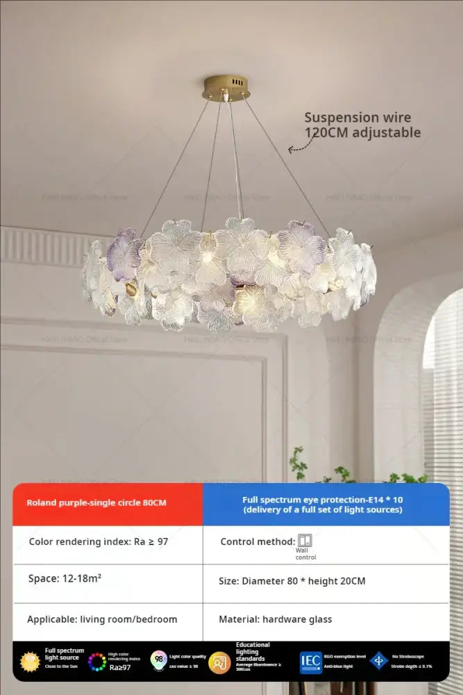 White Crystal Sakura Petal Chandelier