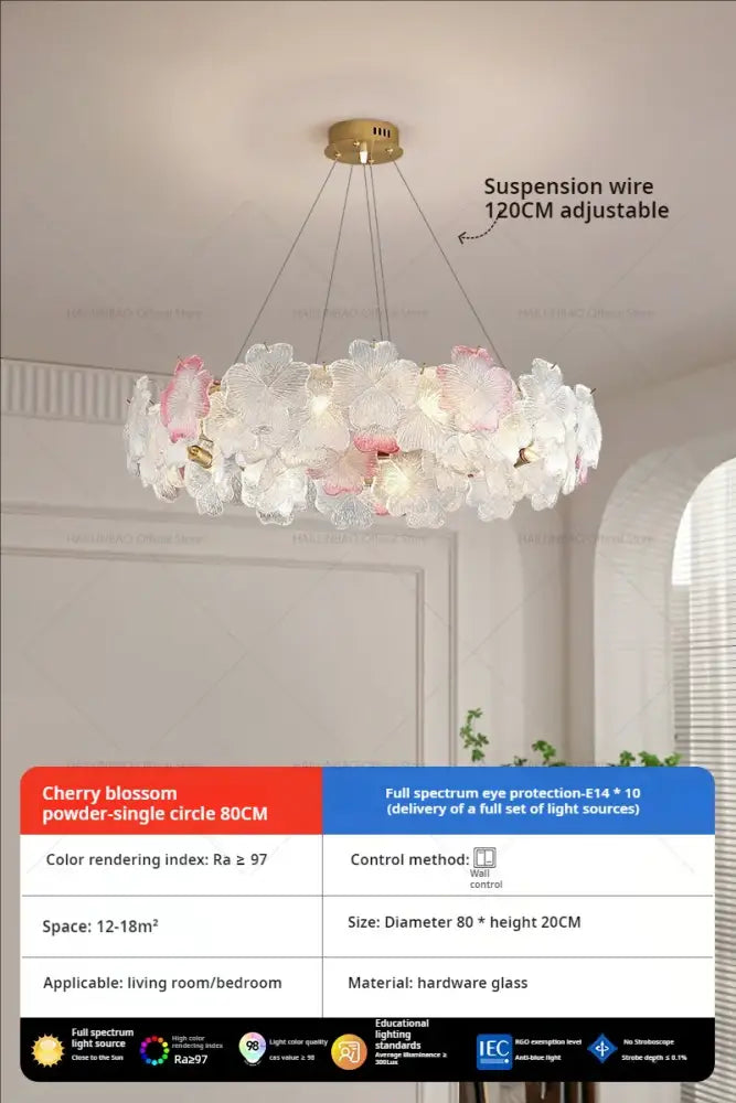 White Crystal Sakura Petal Chandelier