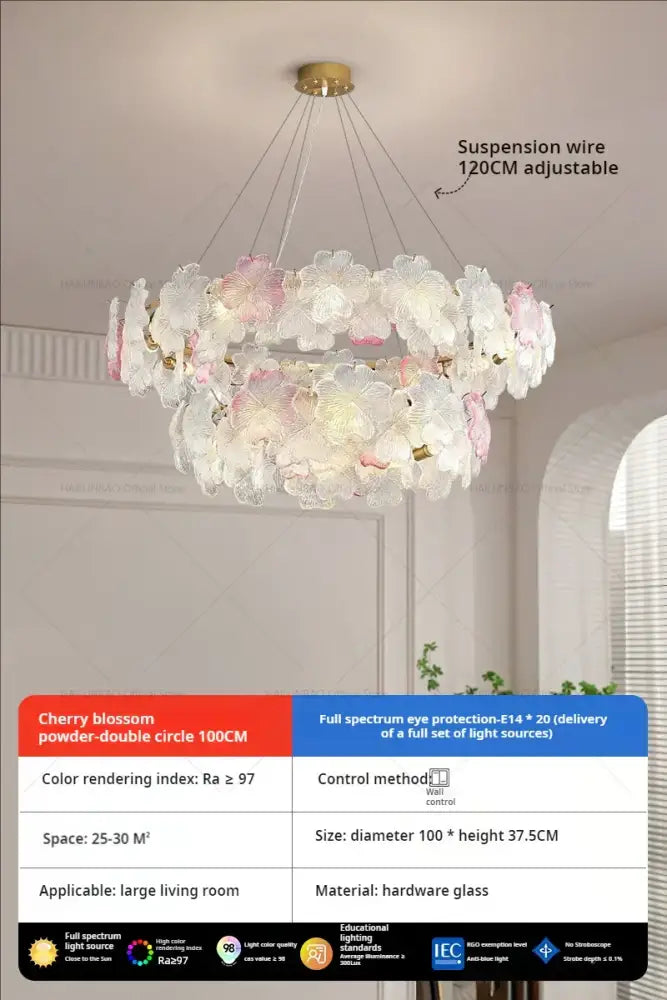White Crystal Sakura Petal Chandelier