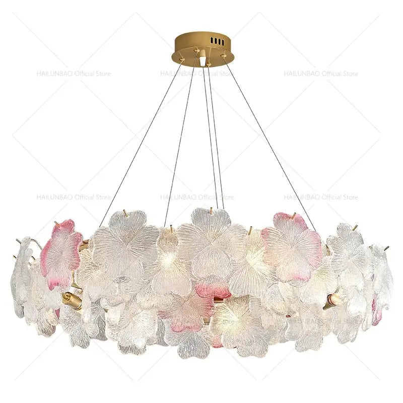 White Crystal Sakura Petal Chandelier