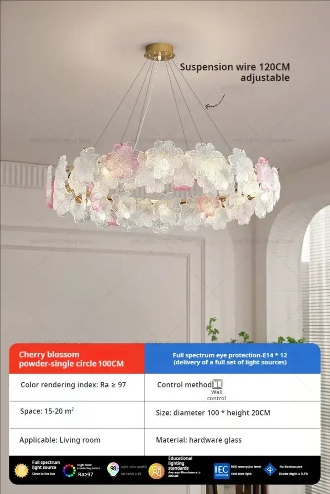 White Crystal Sakura Petal Chandelier