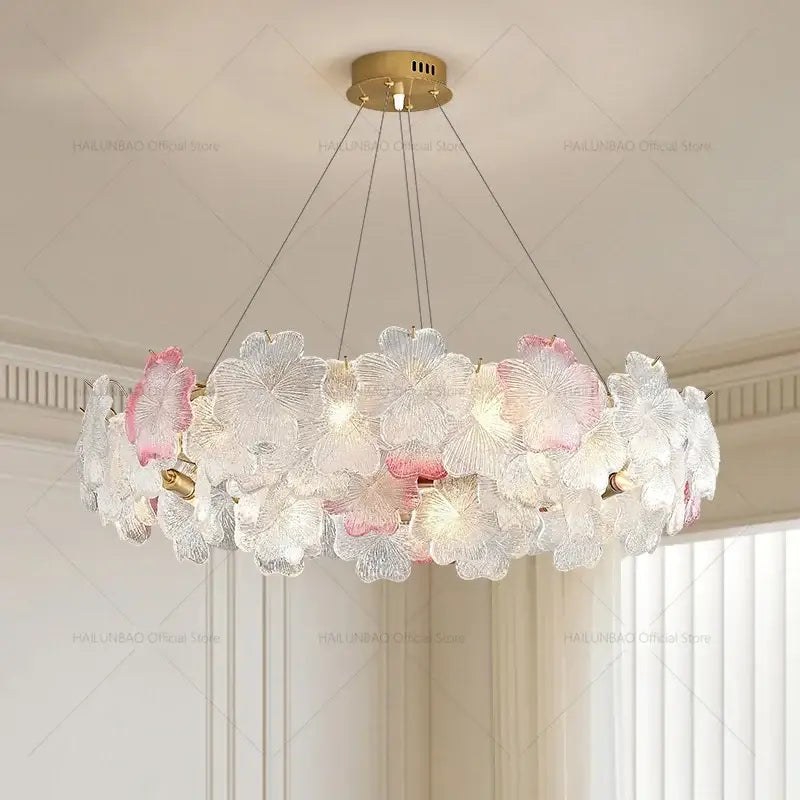 White Crystal Sakura Petal Chandelier