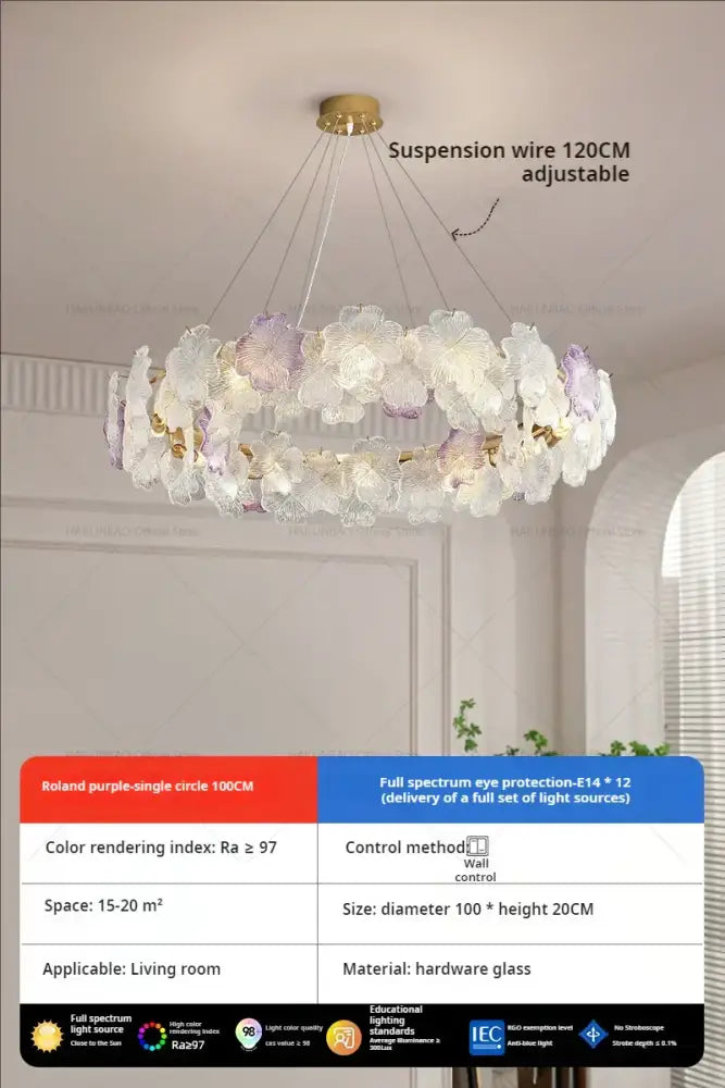 White Crystal Sakura Petal Chandelier
