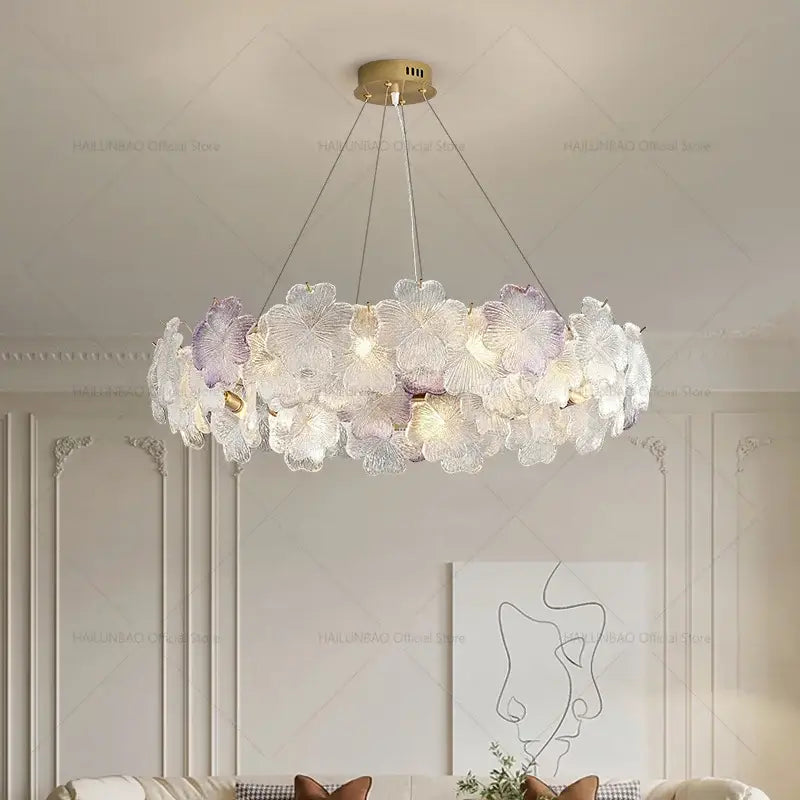 White Crystal Sakura Petal Chandelier
