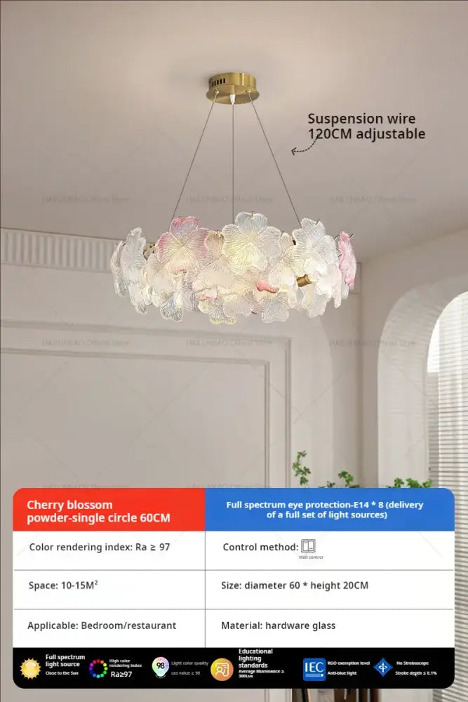 White Crystal Sakura Petal Chandelier
