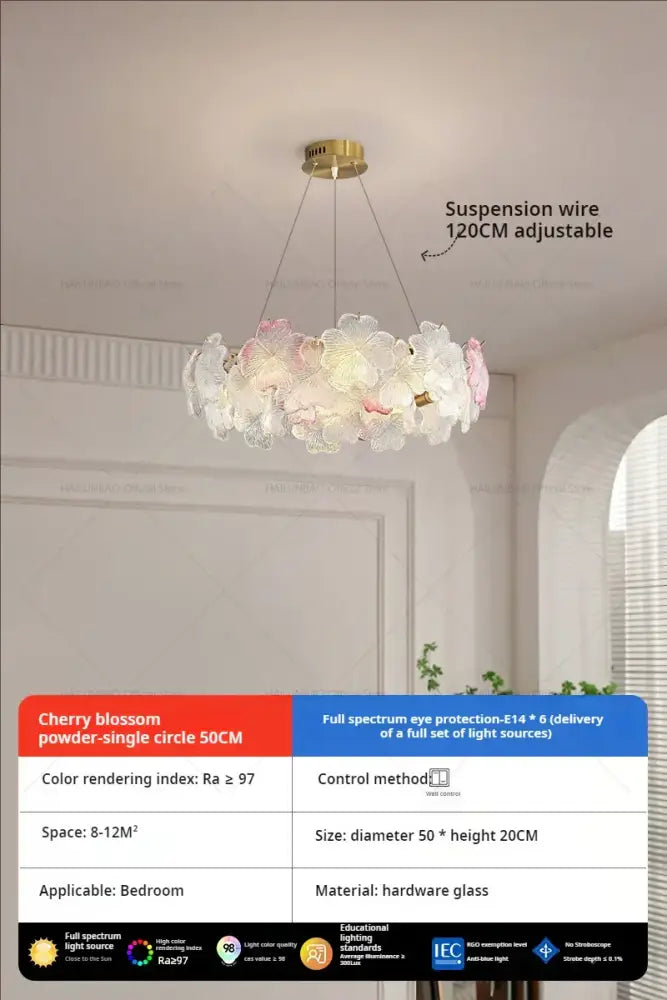 White Crystal Sakura Petal Chandelier