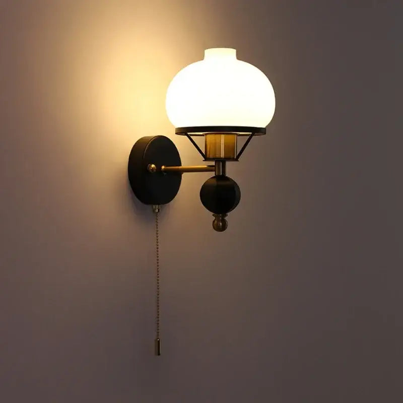 Brass Black Glass Sconce