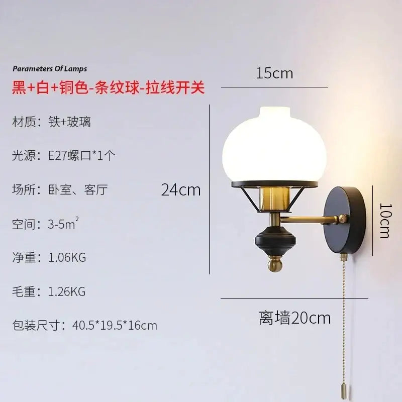 Brass Black Glass Sconce