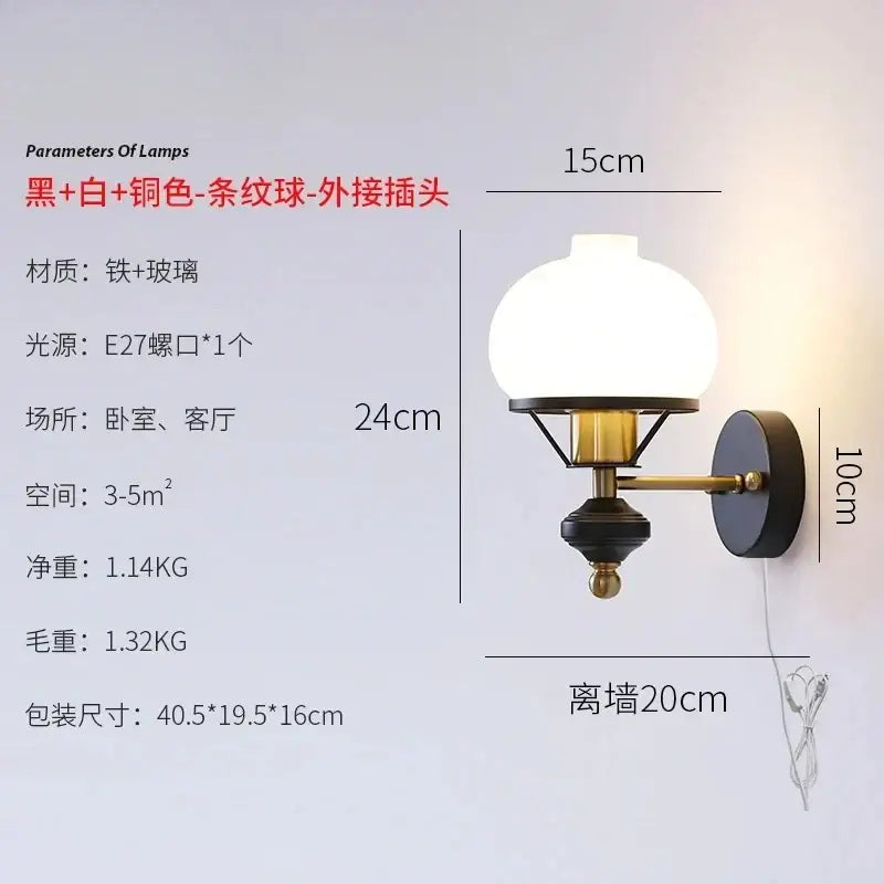 Brass Black Glass Sconce