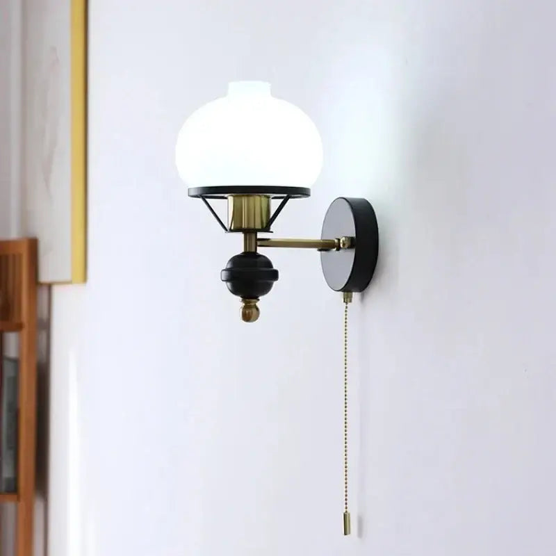Brass Black Glass Sconce