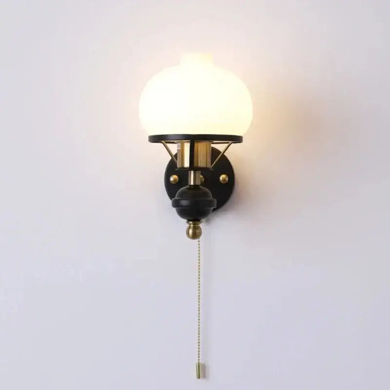 Brass Black Glass Sconce