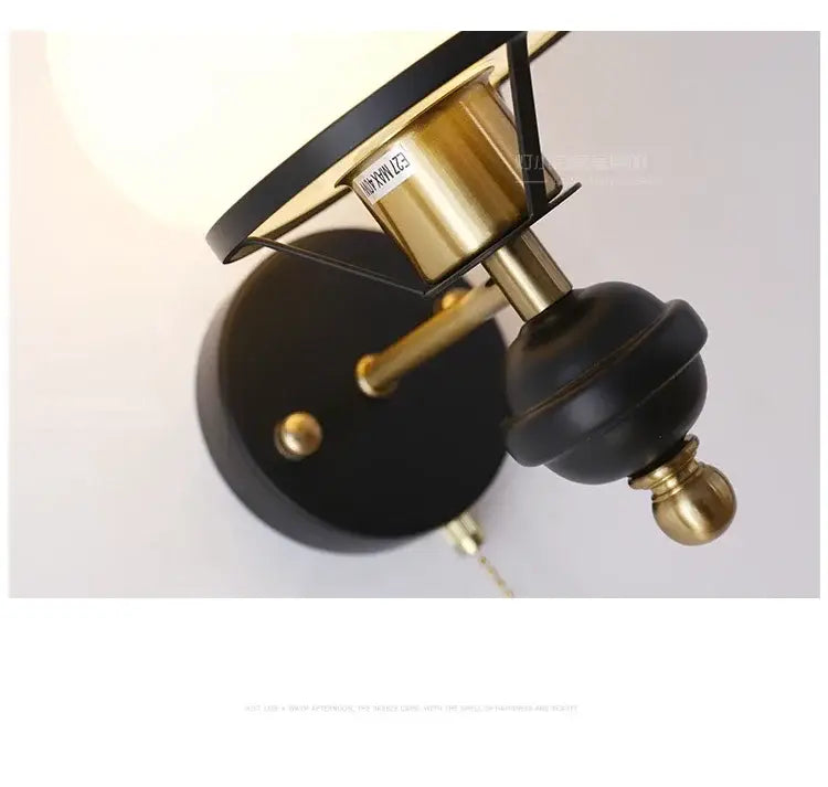 Brass Black Glass Sconce