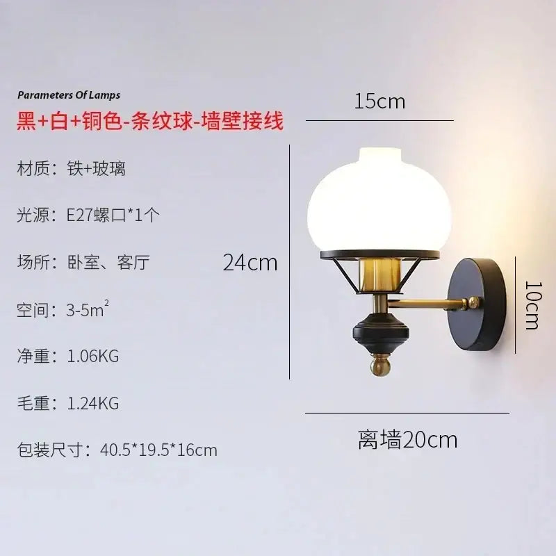Brass Black Glass Sconce