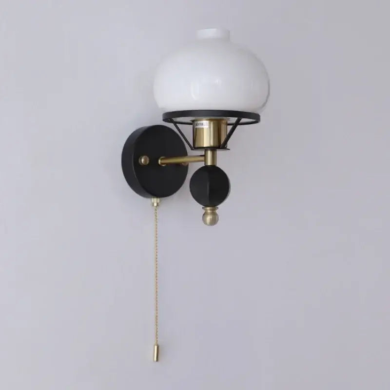 Brass Black Glass Sconce