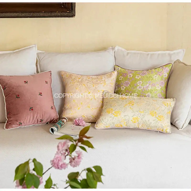 Green Camellia Throw Pillow