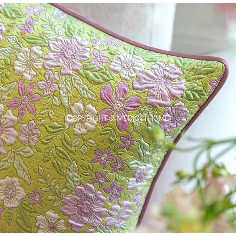 Green Camellia Throw Pillow