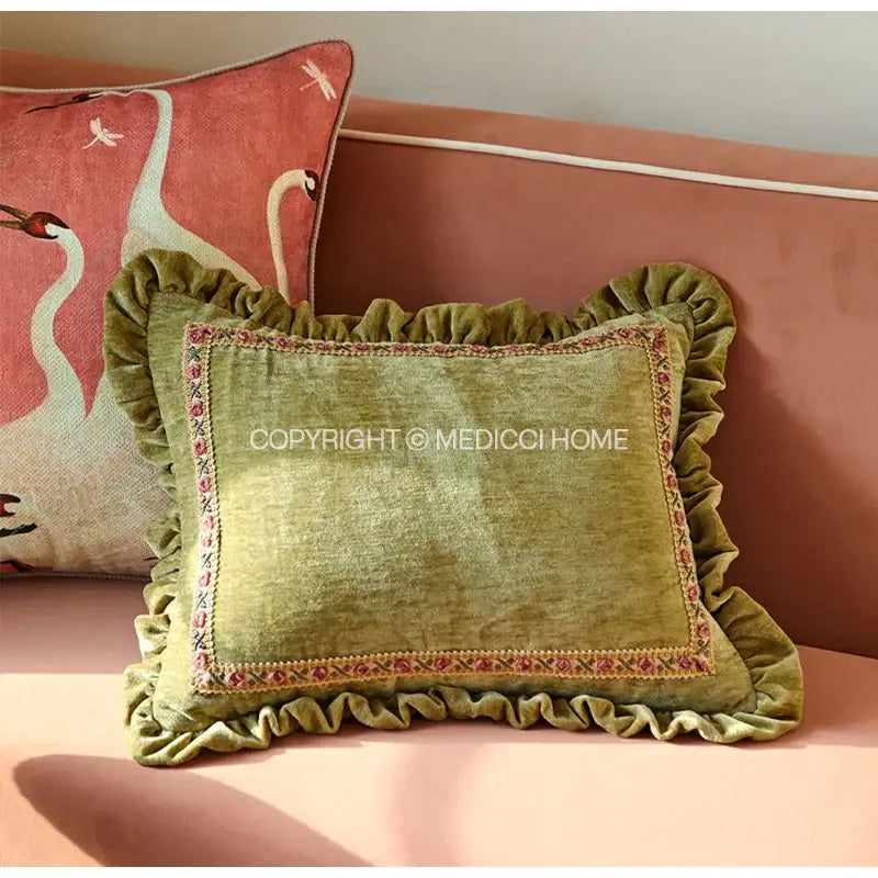 Pink Velvet Crane Cushion