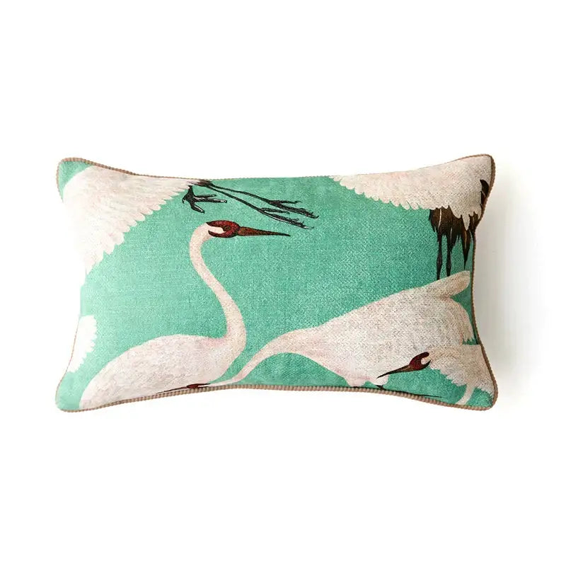 Pink Velvet Crane Cushion
