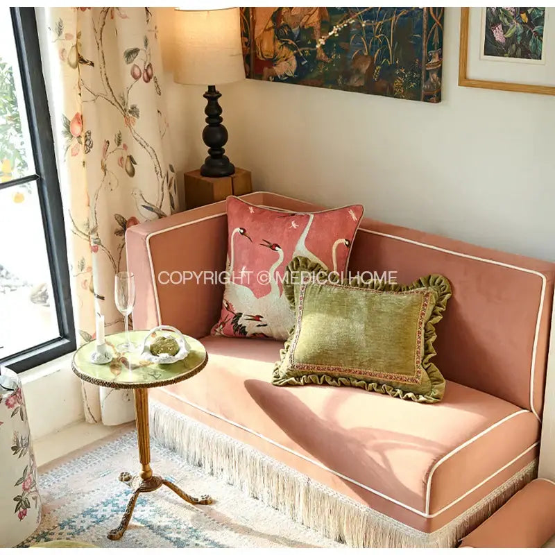 Pink Velvet Crane Cushion