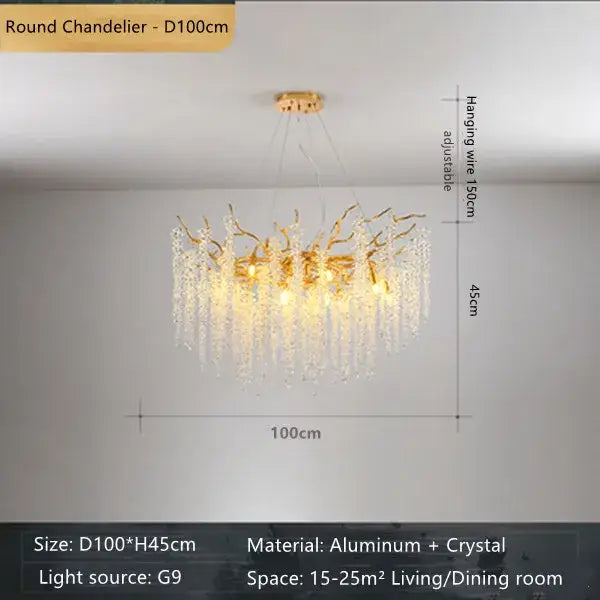 Gold Crystal Branch Light with French Romantic Style